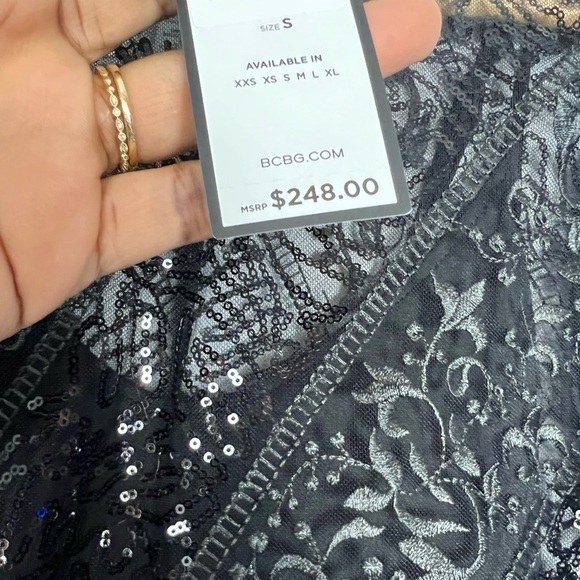 NEW BCBGMAXAZRIA SEMI-SHEER LACE MINI DRESS - Picture 8 of 9